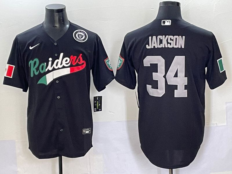Men 2025 Oakland Raiders 34 Jackson Black Joint Name Nike Limited NFL Jersey style 61